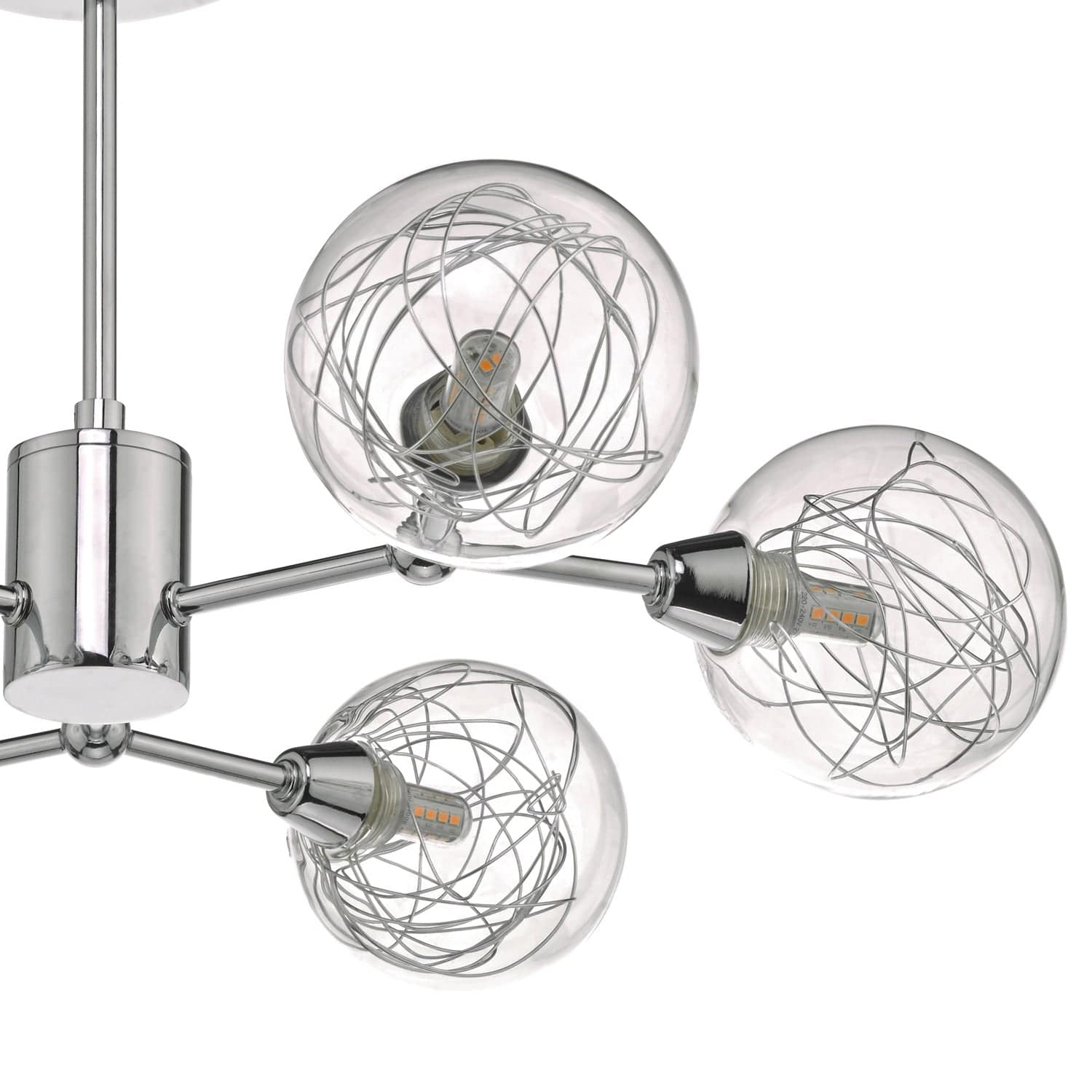 dar lighting Tyka 6lt Semi Flush Polished Chrome & Glass TYK6450