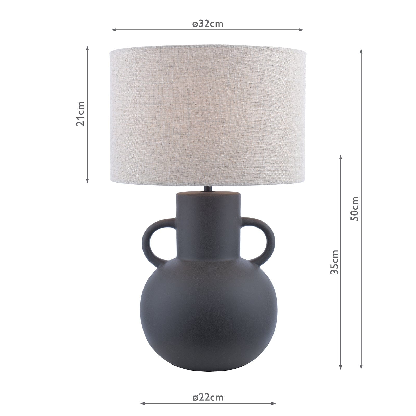 dar lighting Urn Ceramic Table Lamp Black With Shade URN4222