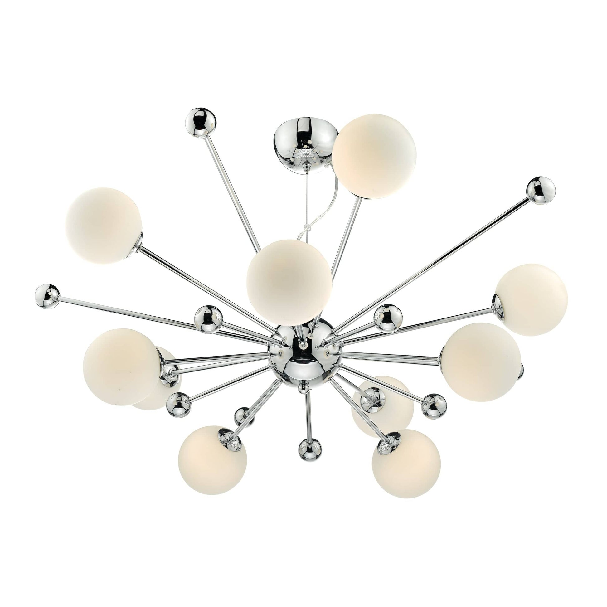 dar lighting Ursa 10 Light Pendant Polished Chrome Opal Glass URS2350