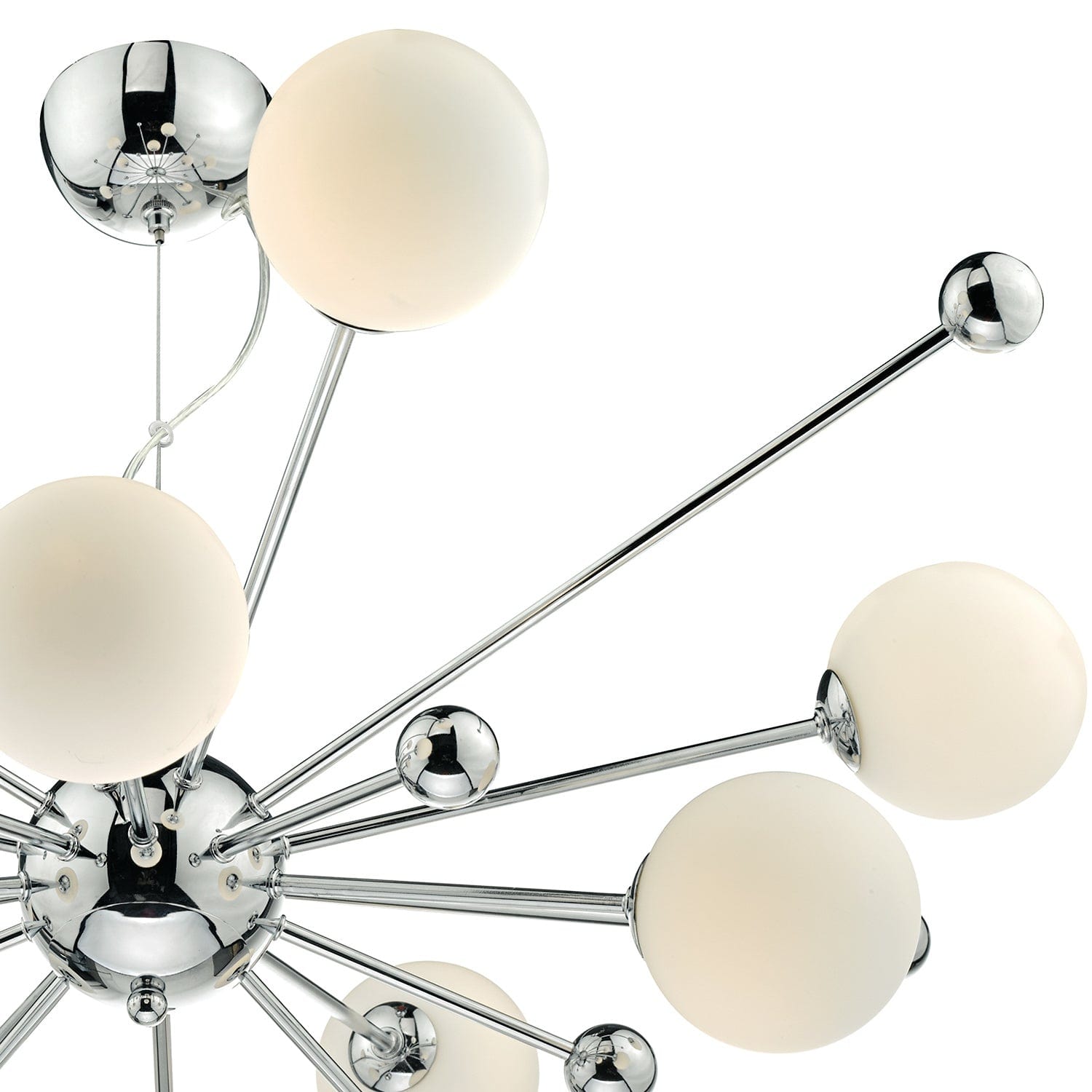 dar lighting Ursa 10 Light Pendant Polished Chrome Opal Glass URS2350
