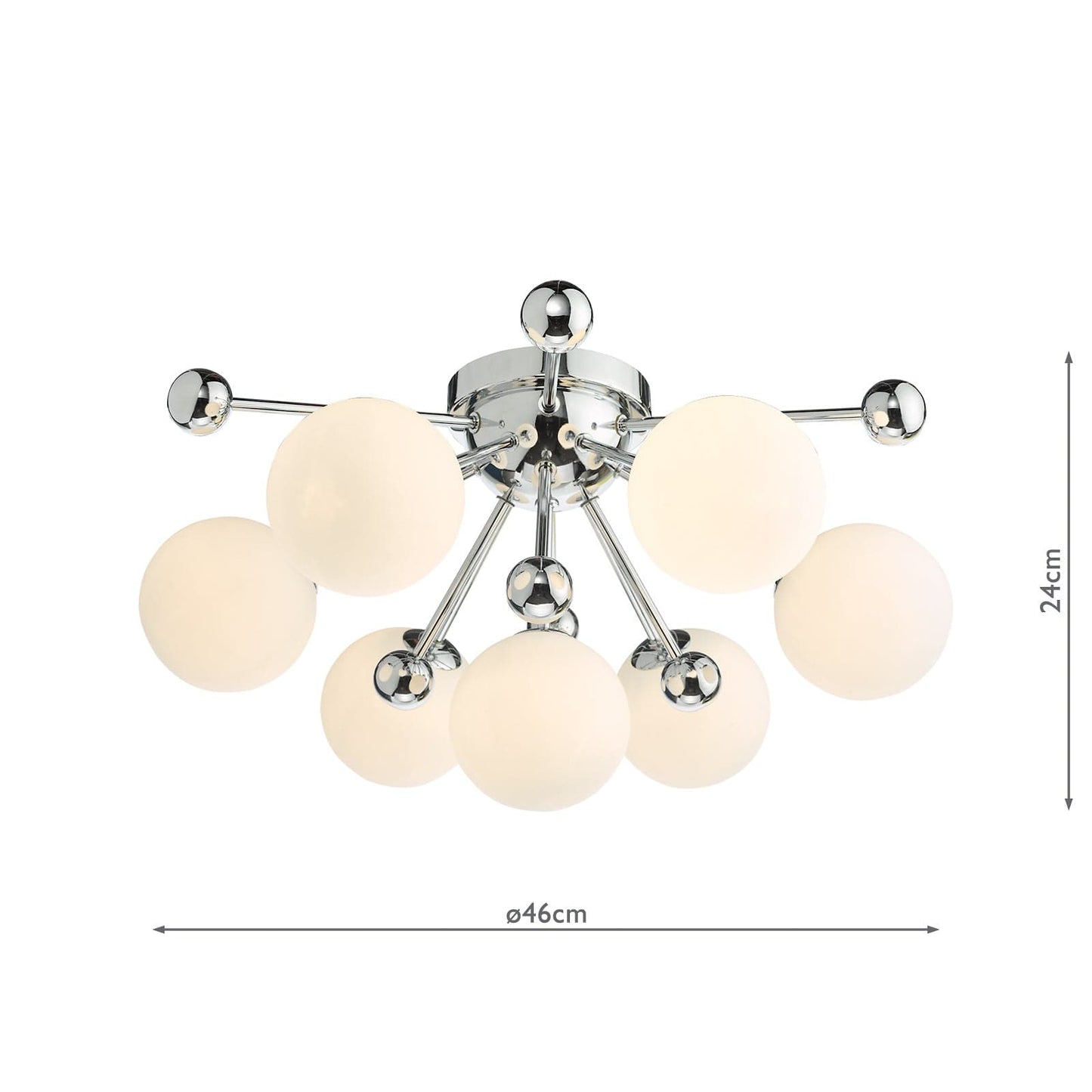 dar lighting Ursa 7 Light Flush Polished Chrome and Opal Glass URS5050