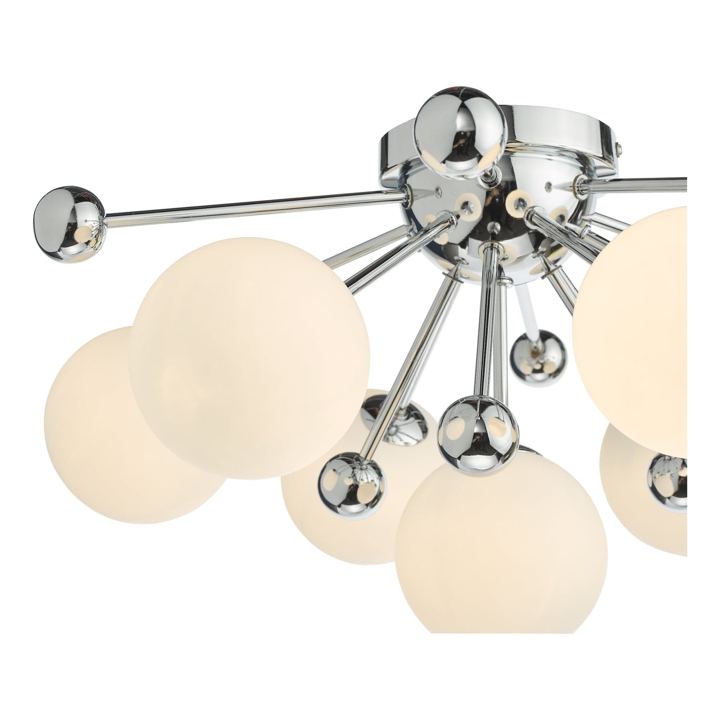 dar lighting Ursa 7 Light Flush Polished Chrome and Opal Glass URS5050