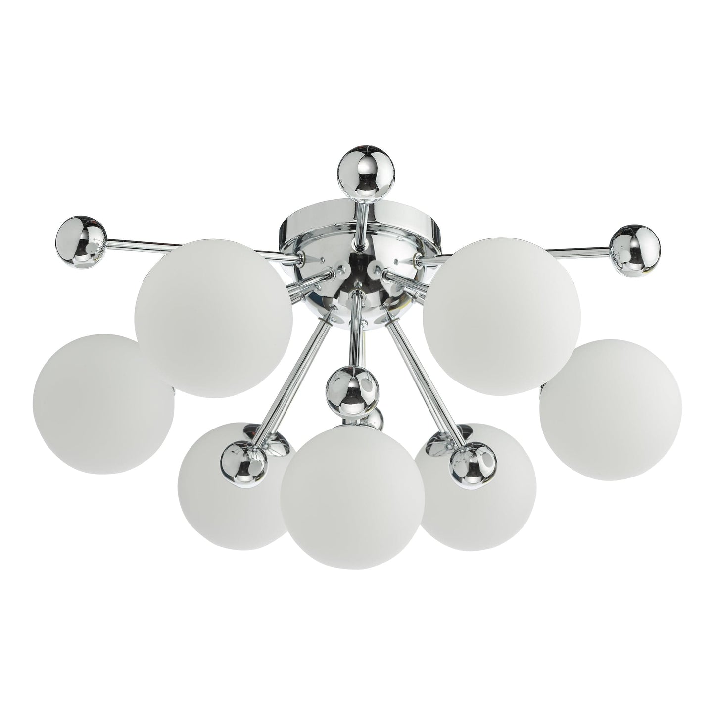 dar lighting Ursa 7 Light Flush Polished Chrome and Opal Glass URS5050