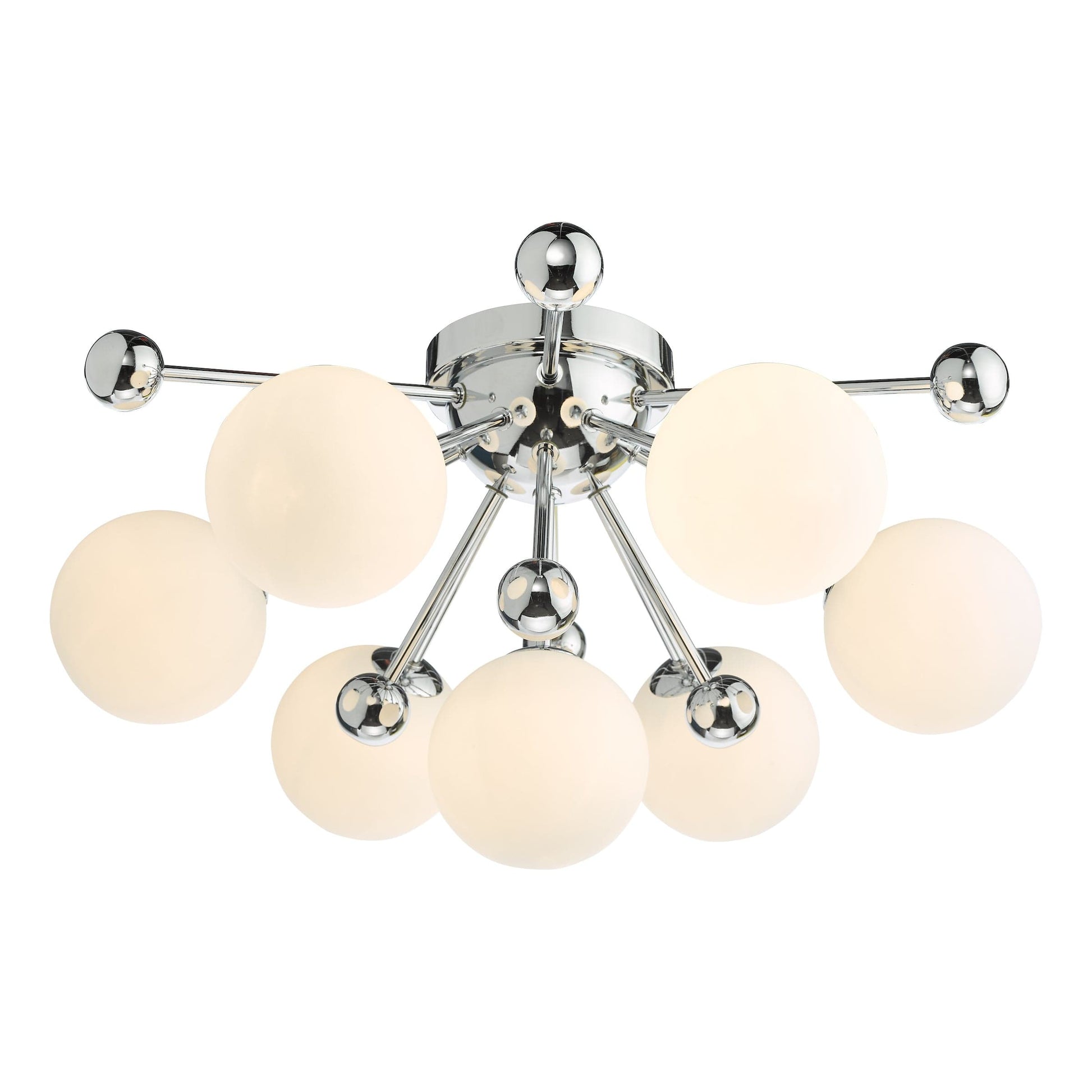 dar lighting Ursa 7 Light Flush Polished Chrome and Opal Glass URS5050