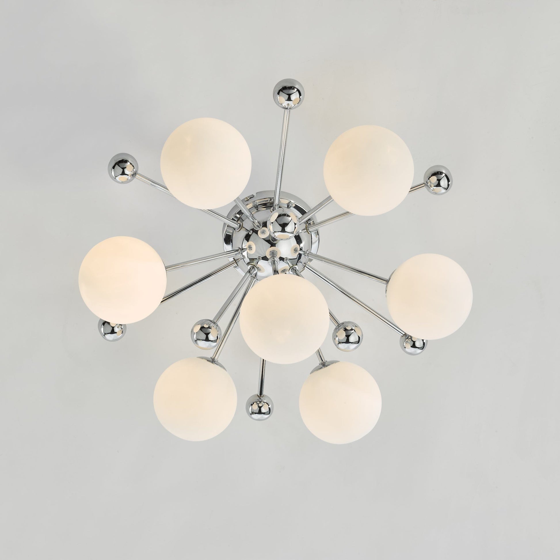 dar lighting Ursa 7 Light Flush Polished Chrome and Opal Glass URS5050