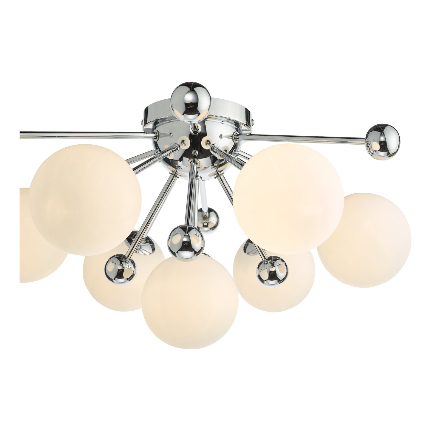 dar lighting Ursa 7 Light Flush Polished Chrome and Opal Glass URS5050