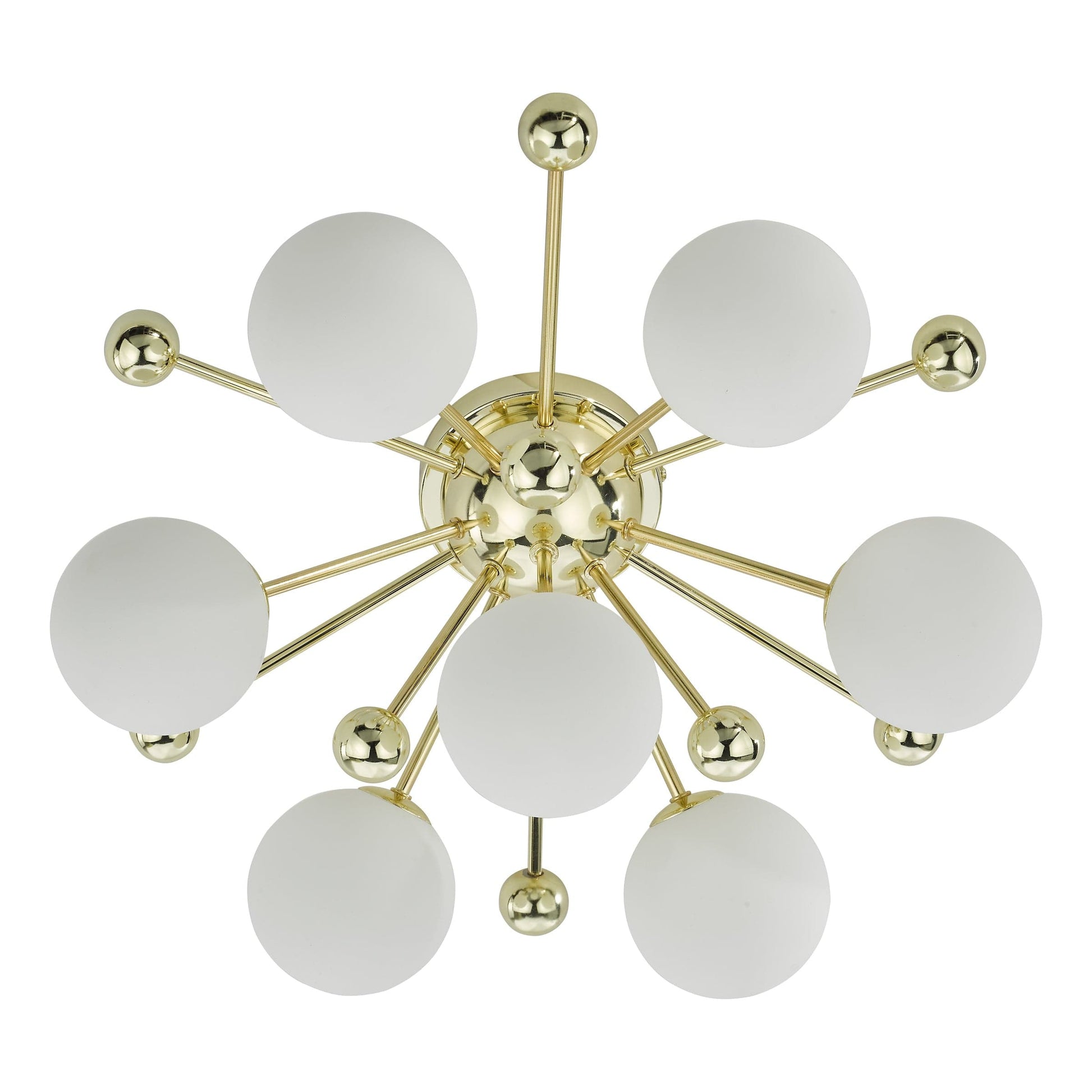 dar lighting Ursa 7 Light Flush Polished Gold and Opal Glass URS5035