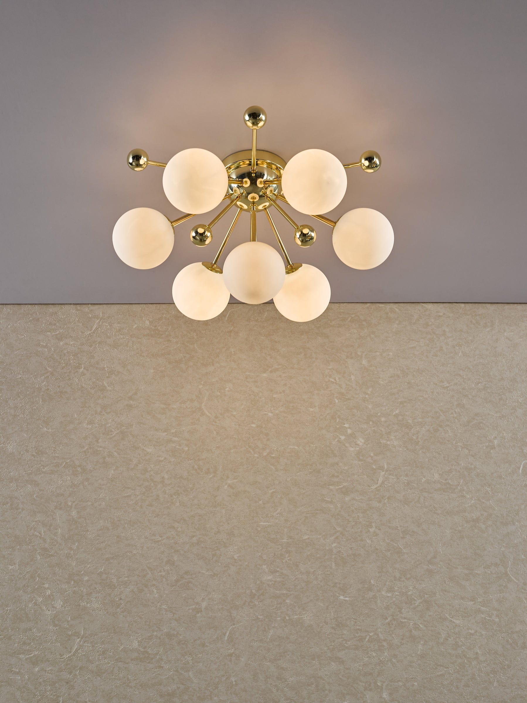 dar lighting Ursa 7 Light Flush Polished Gold and Opal Glass URS5035
