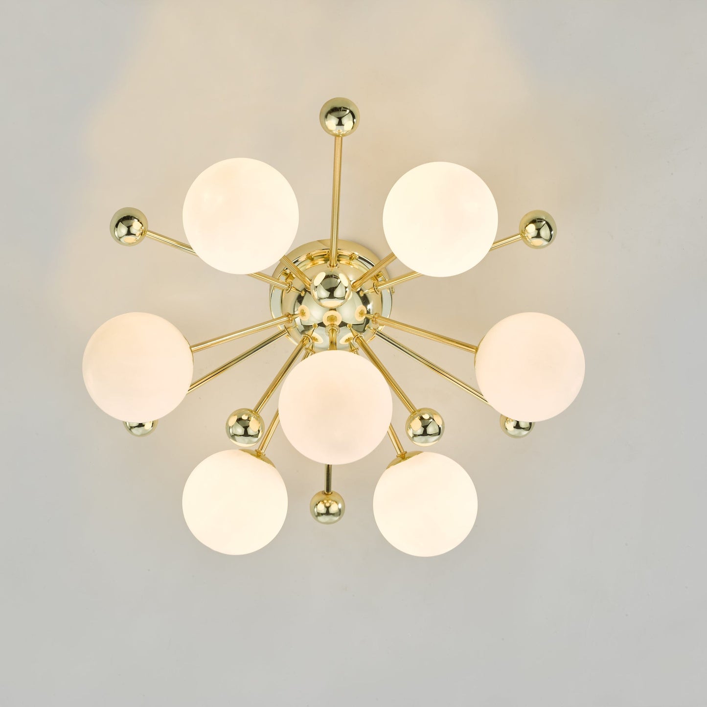 dar lighting Ursa 7 Light Flush Polished Gold and Opal Glass URS5035