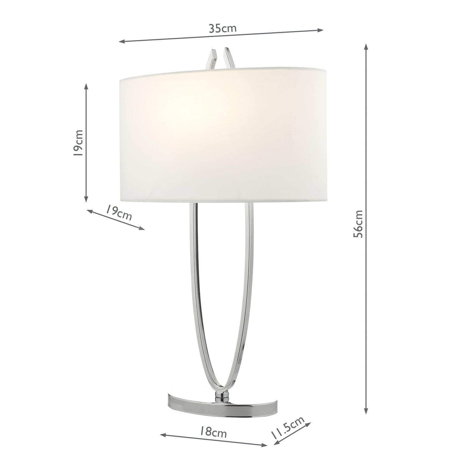 dar lighting Utara Table Lamp Polished Chrome With Shade UTA4250