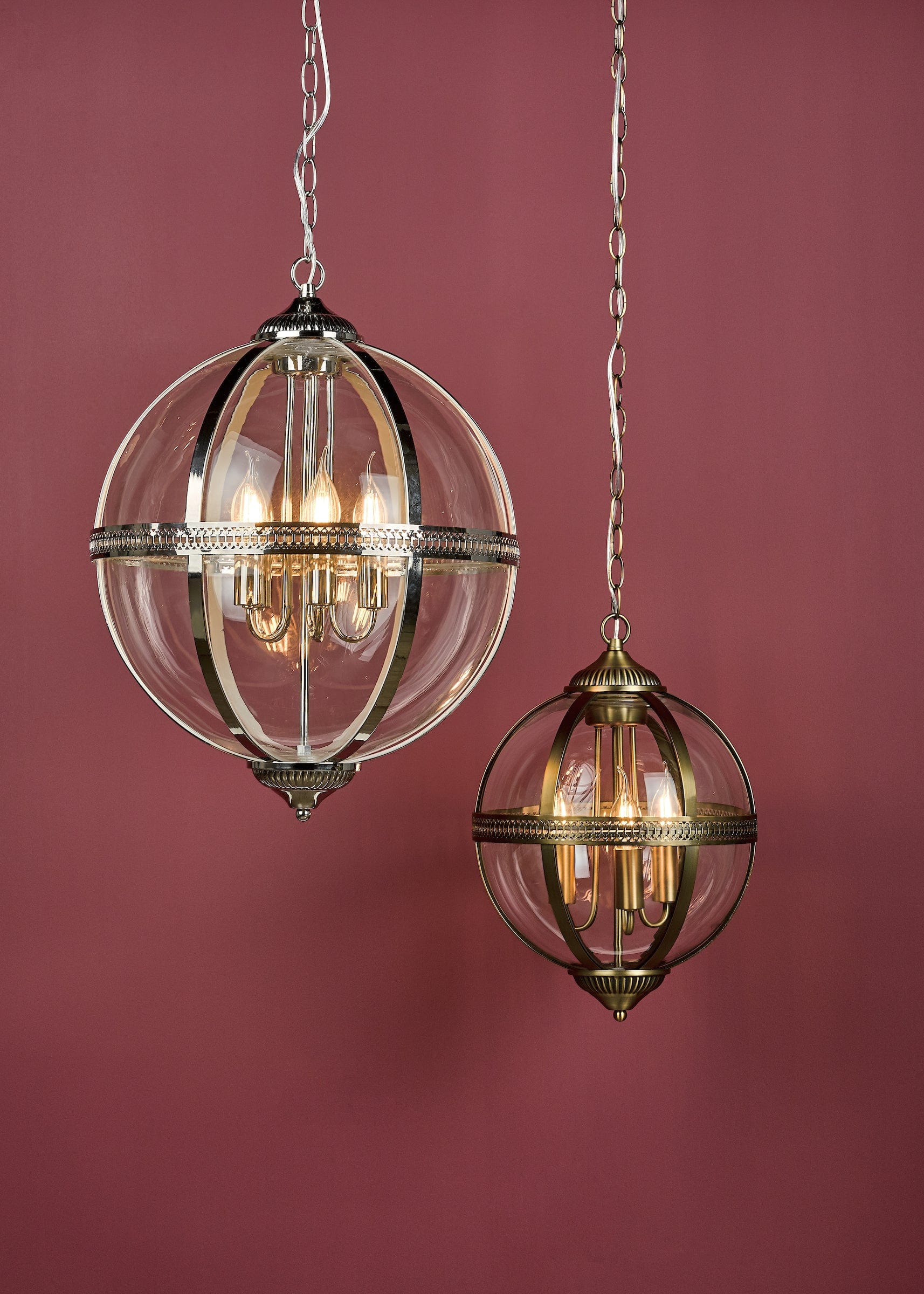 dar lighting Vanessa 3 Light Pendant Antique Brass And Clear VAN0375