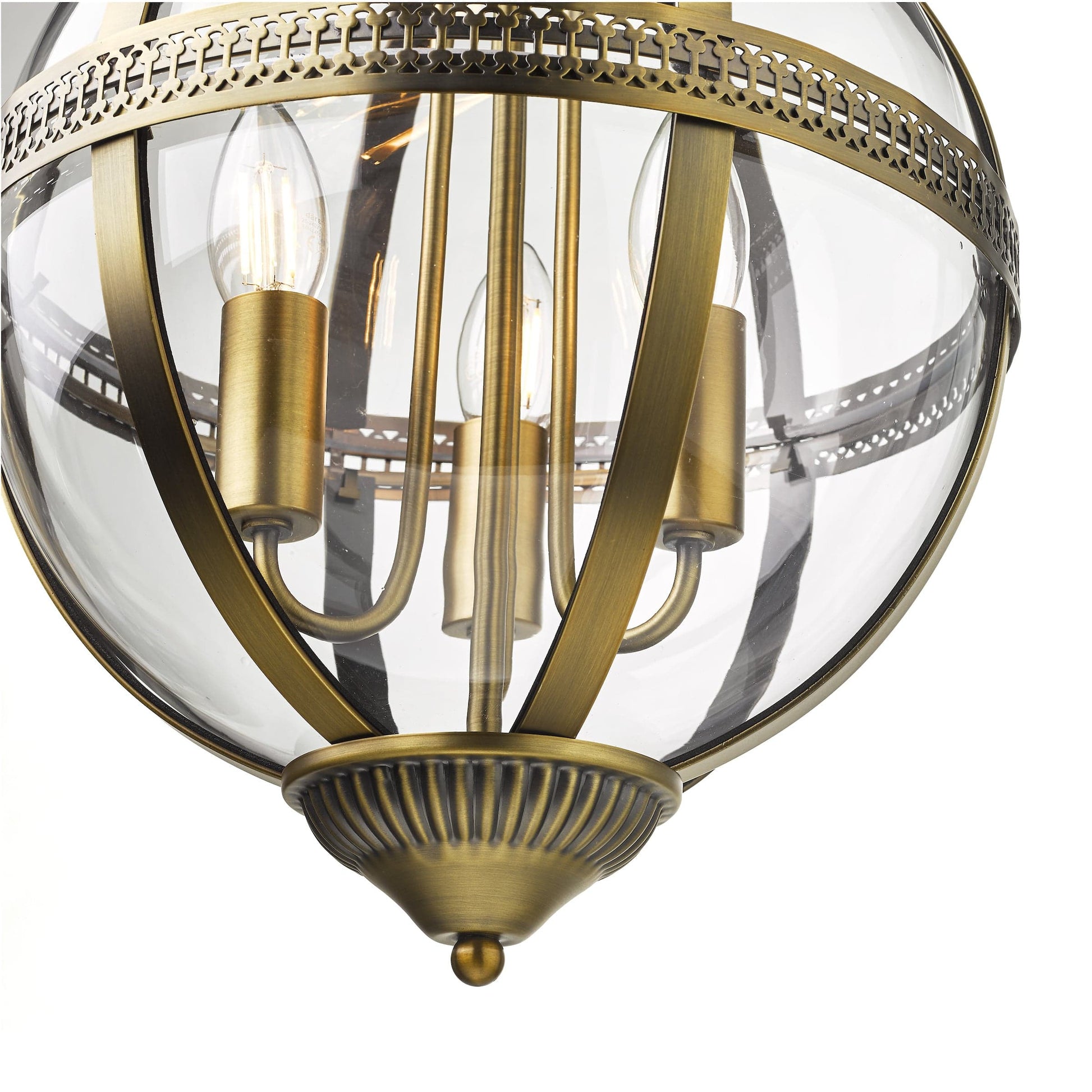 dar lighting Vanessa 3 Light Pendant Antique Brass And Clear VAN0375