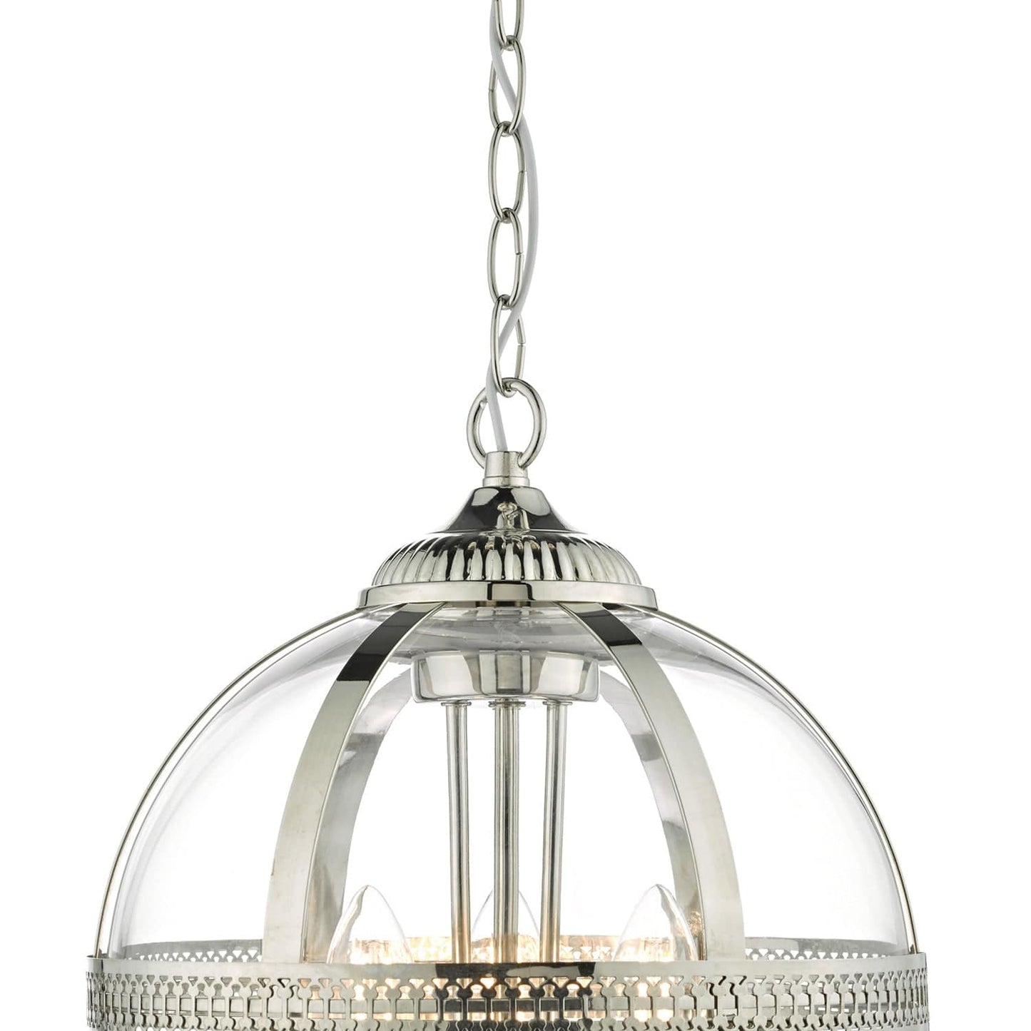 dar lighting Vanessa 3 Light Pendant Polished Nickel & Glass VAN0338