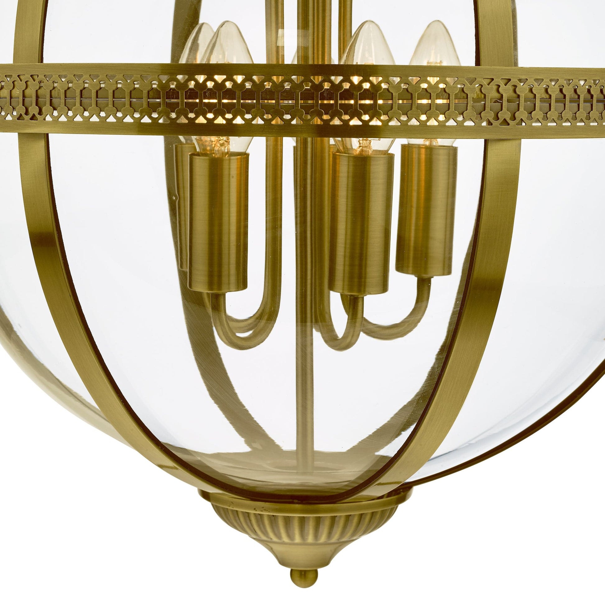 dar lighting Vanessa 5 Light Lantern Antique Brass Glass VAN0575