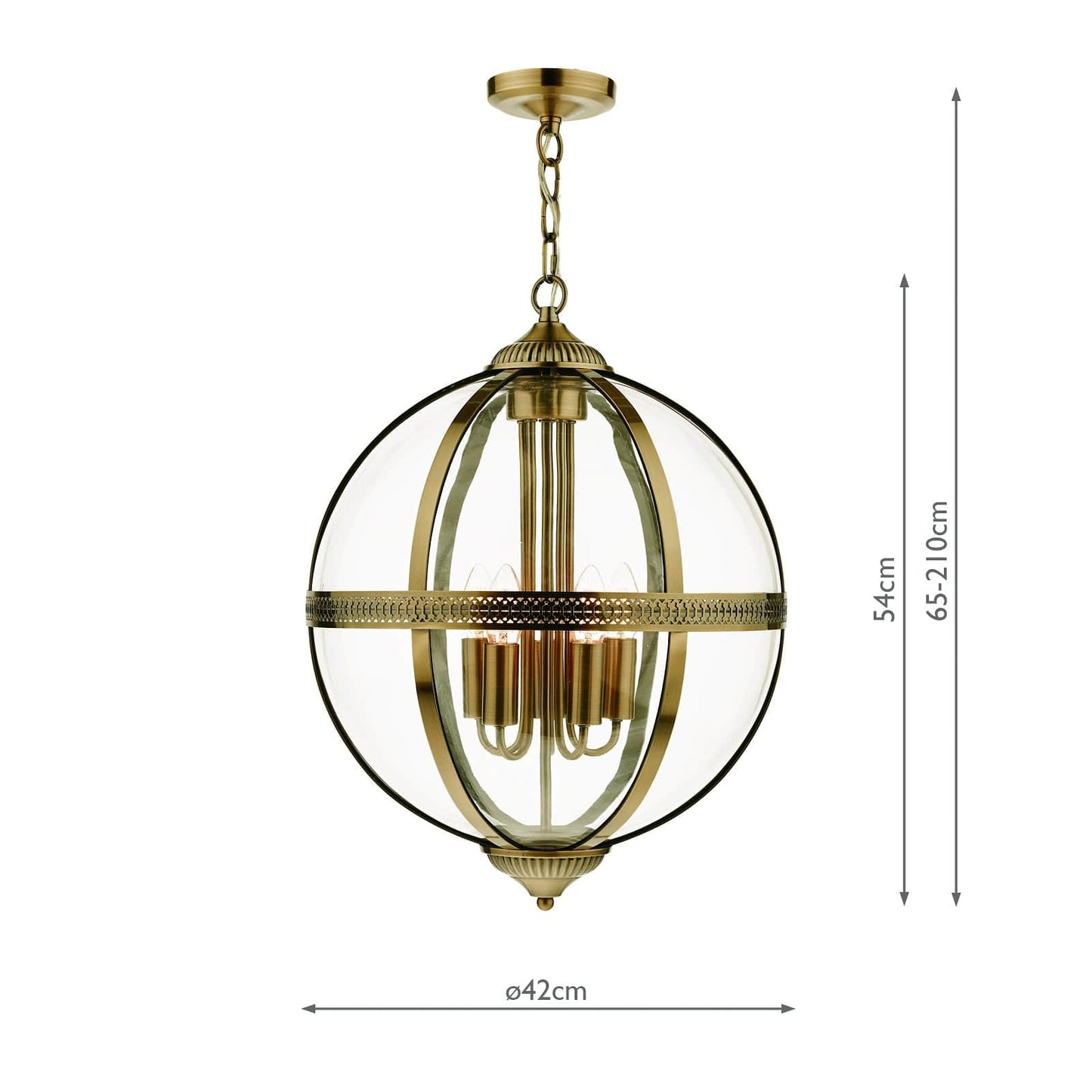 dar lighting Vanessa 5 Light Lantern Antique Brass Glass VAN0575