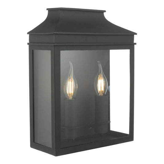 dar lighting Vapour 2 Light Coach Lantern Outdoor Wall Light Matt Black IP44 VAP5022