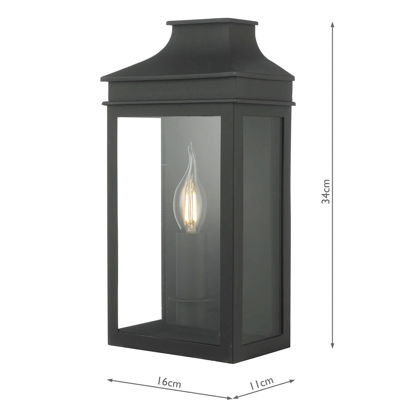 dar lighting Vapour Coach Lantern Outdoor Wall Light Matt Black IP44 VAP5222