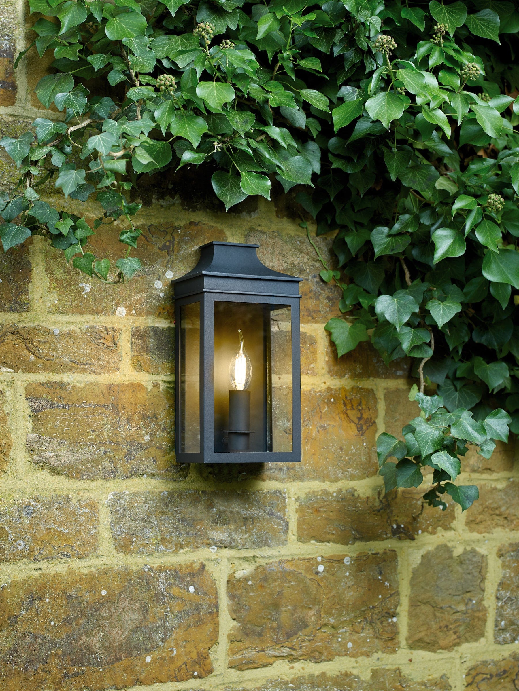 dar lighting Vapour Coach Lantern Outdoor Wall Light Matt Black IP44 VAP5222