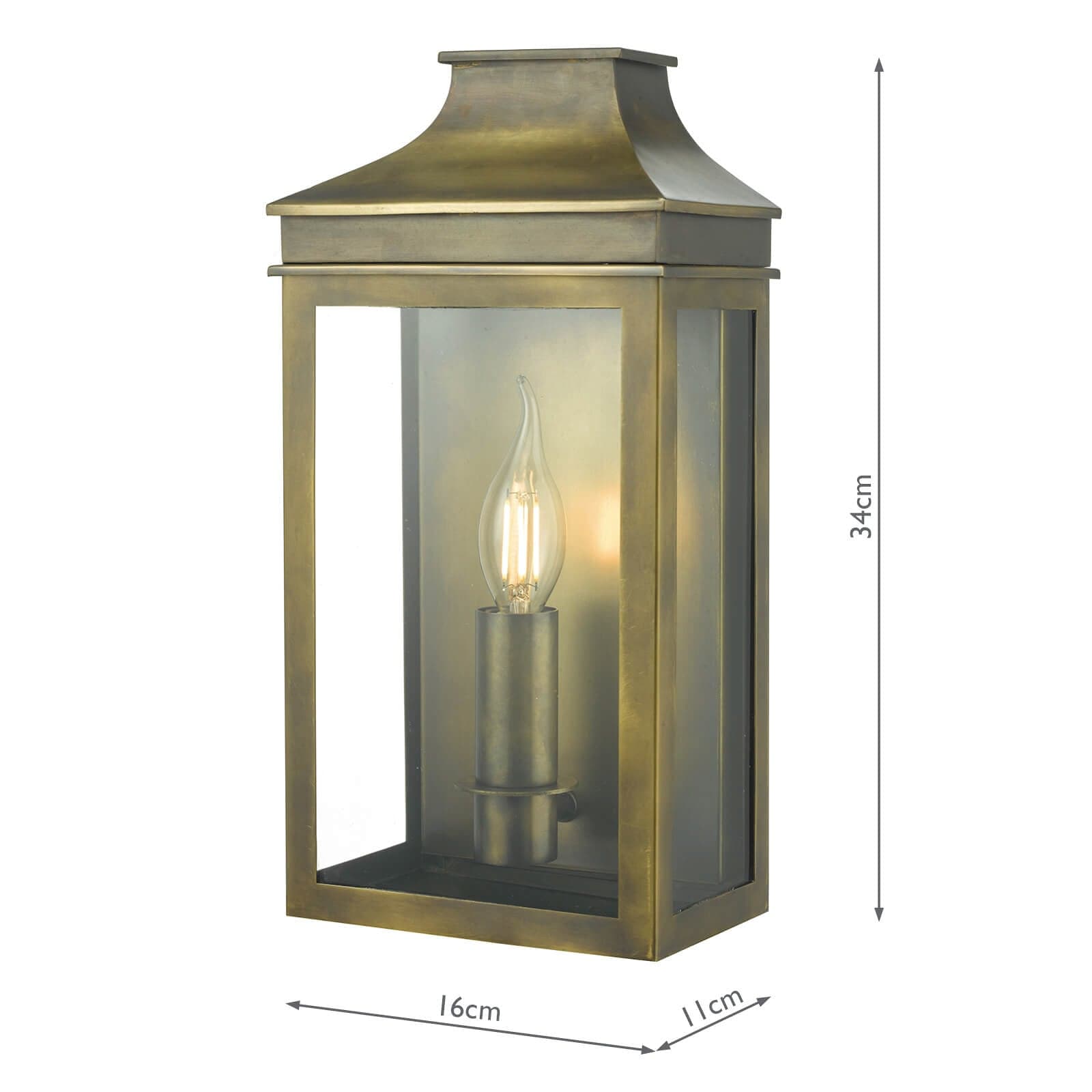 dar lighting Vapour Coach Lantern Outdoor Wall Light Weathered Brass IP44 VAP5245