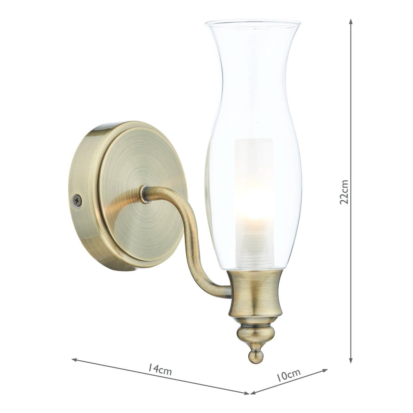 dar lighting Vestry Bathroom Wall Light Antique Brass IP44 VES0775