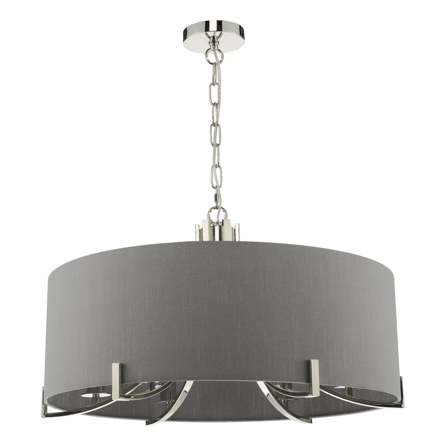 dar lighting Veyron 6 Light Pendant Polished Nickel With Grey Shade VEY0639