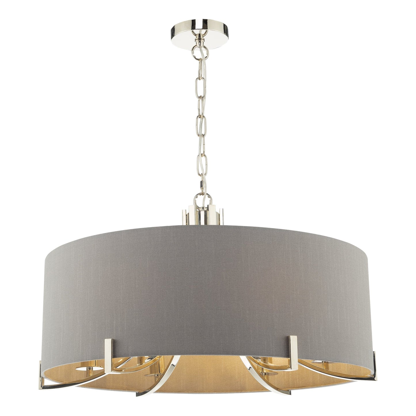 dar lighting Veyron 6 Light Pendant Polished Nickel With Grey Shade VEY0639