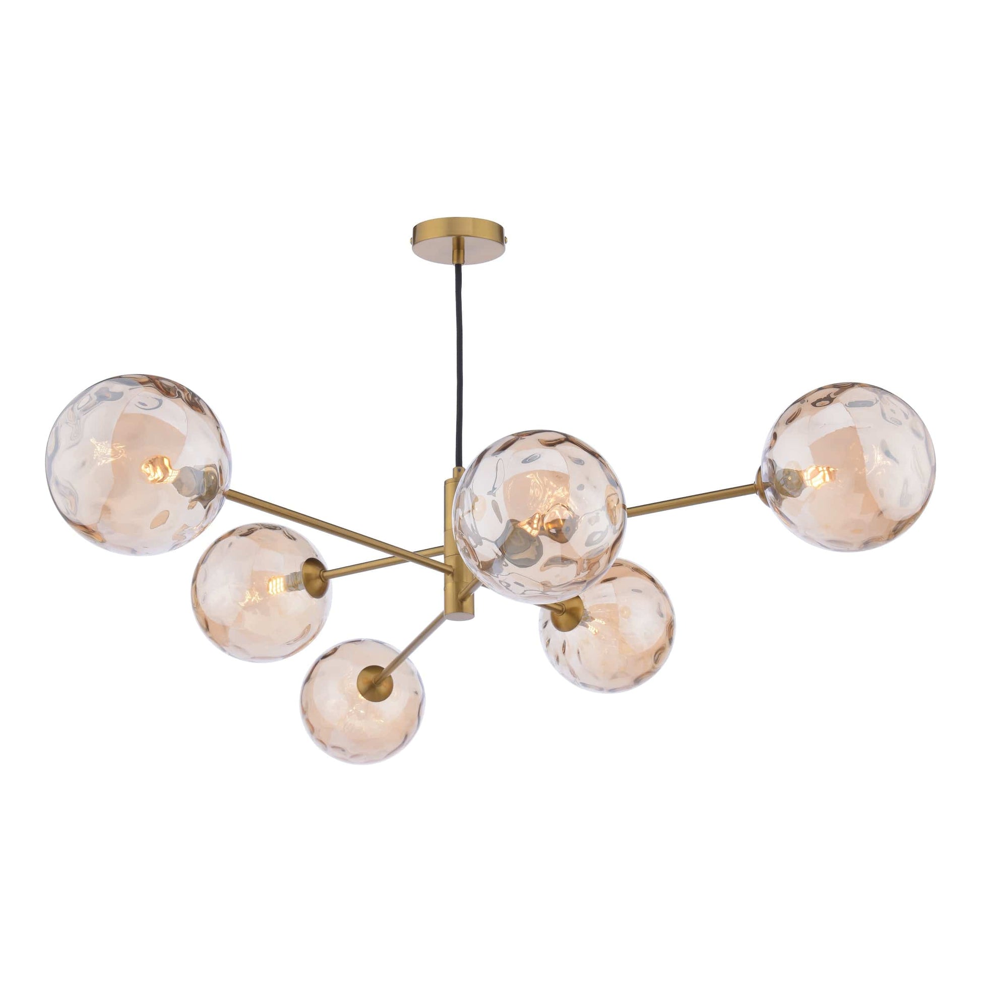 dar lighting Vignette 6 Light Pendant Aged Brass & Champagne Dimpled Glass VIG0645-11