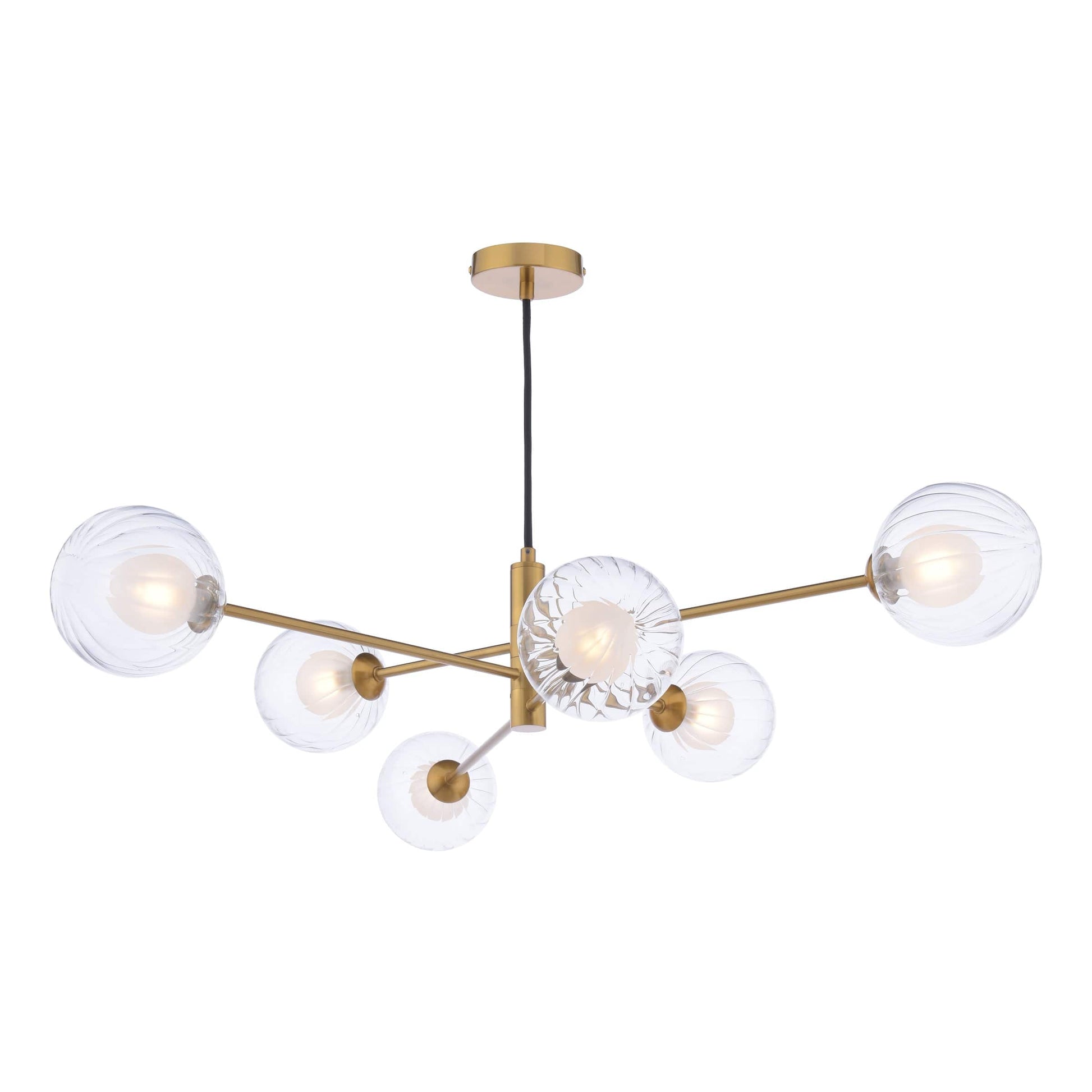 dar lighting Vignette 6 Light Pendant Aged Brass & Clear/Opal Glass VIG0645-20