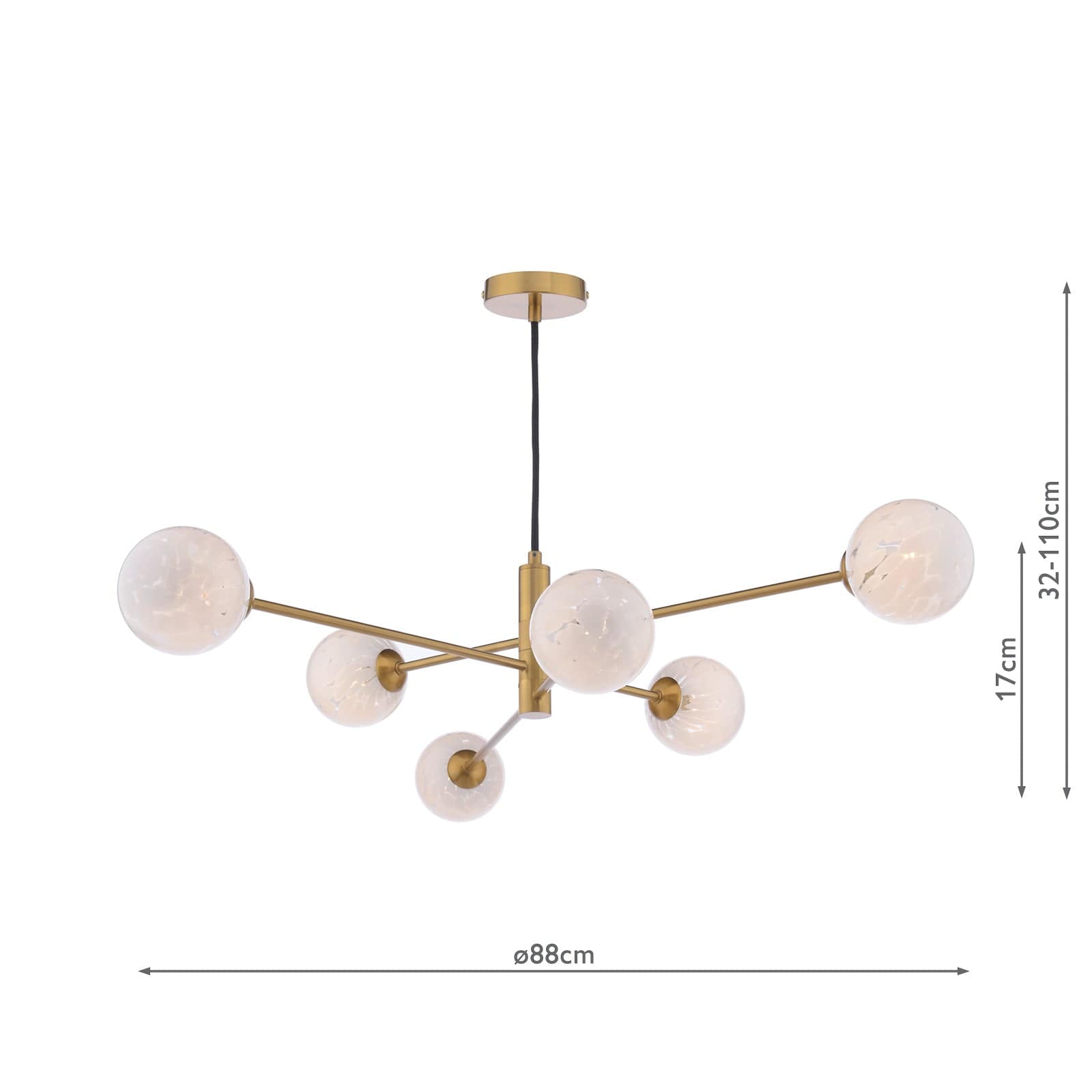 dar lighting Vignette 6 Light Pendant Aged Brass VIG0645-17