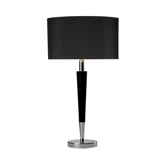 dar lighting Viking Table Lamp Polished Chrome Black With Shade VIK4022