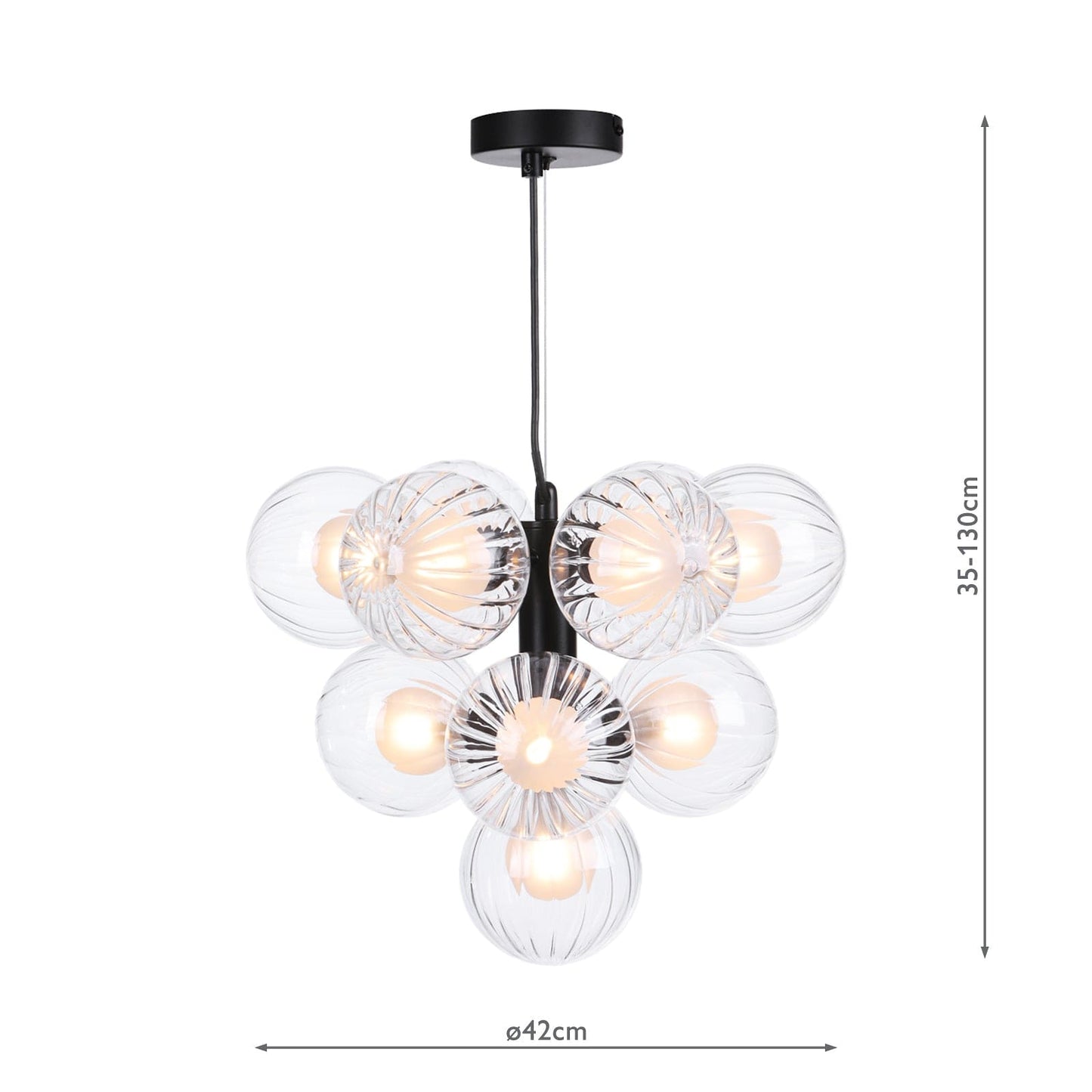 dar lighting Vine 10 Light Pendant Satin Black & Clear/Opal Glass VIN2322-20