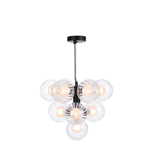 dar lighting Vine 10 Light Pendant Satin Black & Clear/Opal Glass VIN2322-20