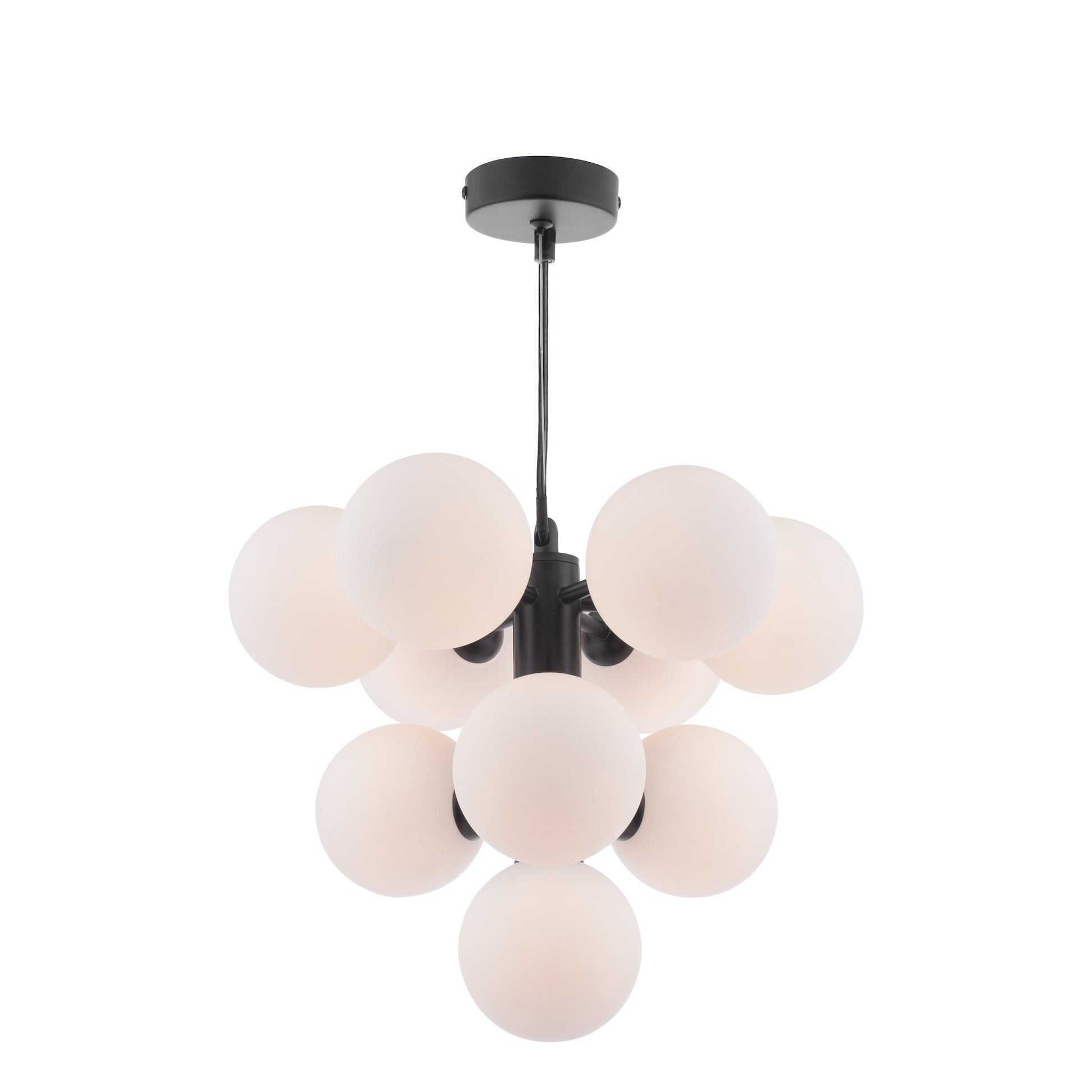 dar lighting Vine 10 Light Pendant Satin Black & Opal Glass VIN2322-02