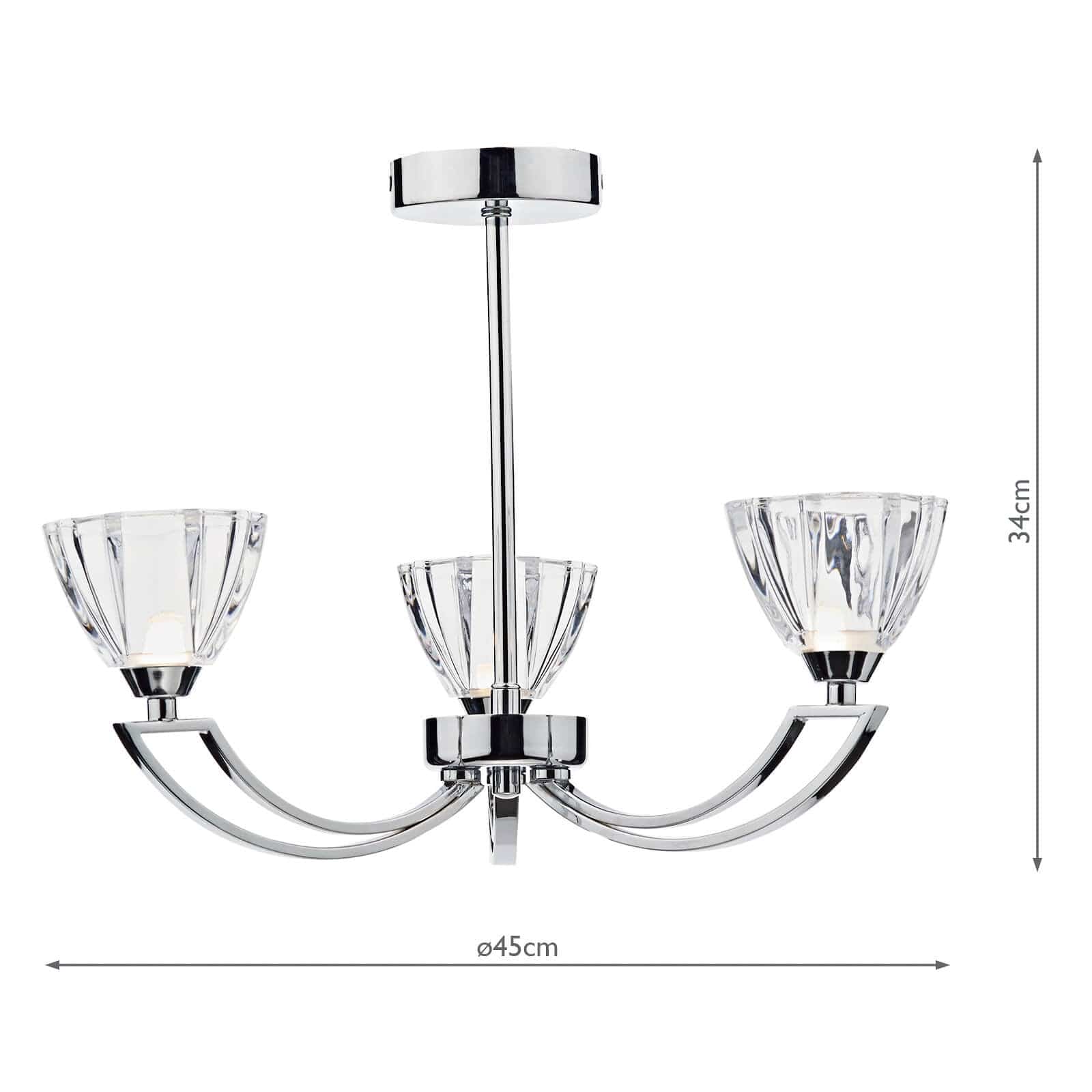 dar lighting Vito 3 Light Semi Flush Polished Chrome VIT0350