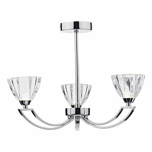 dar lighting Vito 3 Light Semi Flush Polished Chrome VIT0350