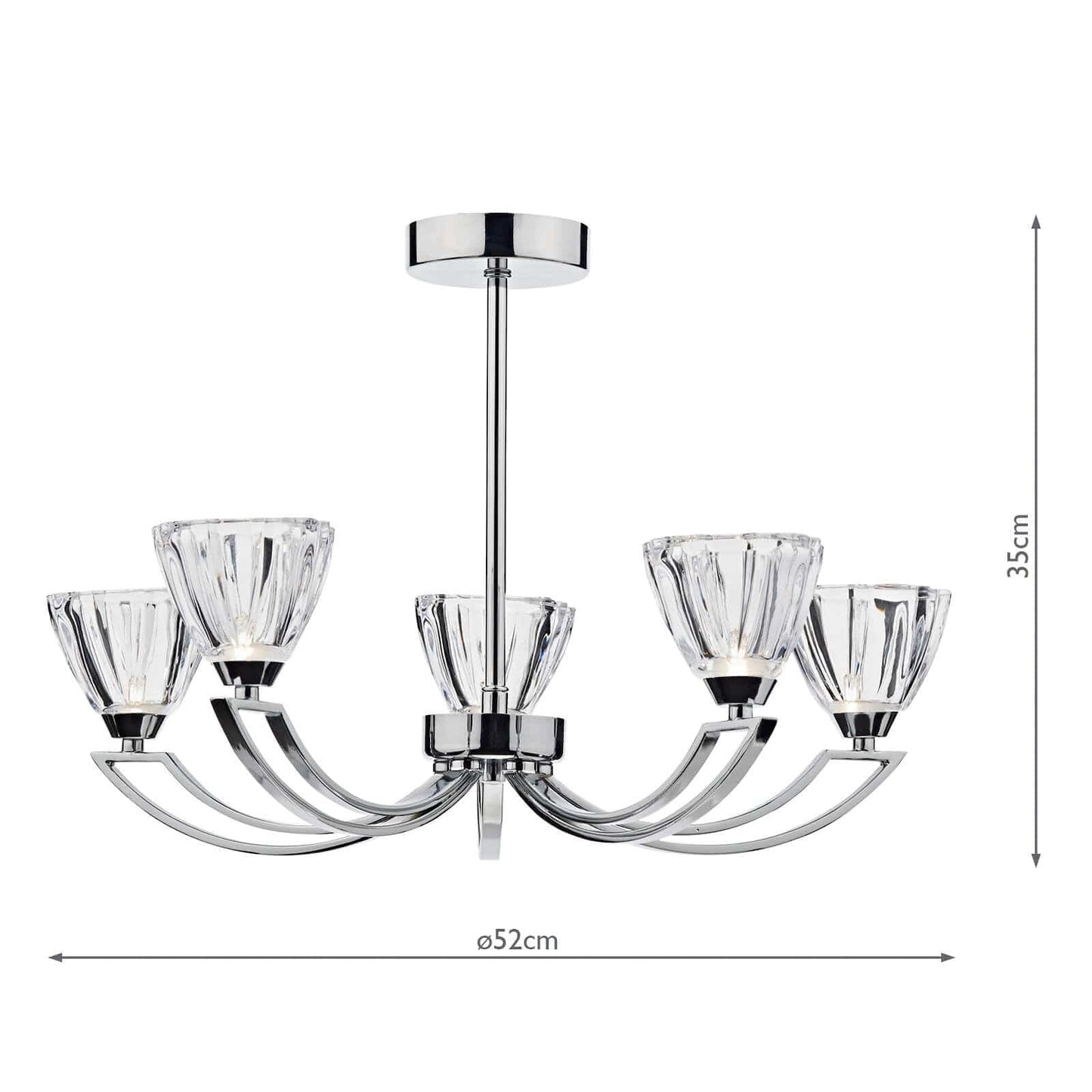 dar lighting Vito 5 Light Semi Flush Polished Chrome VIT0550