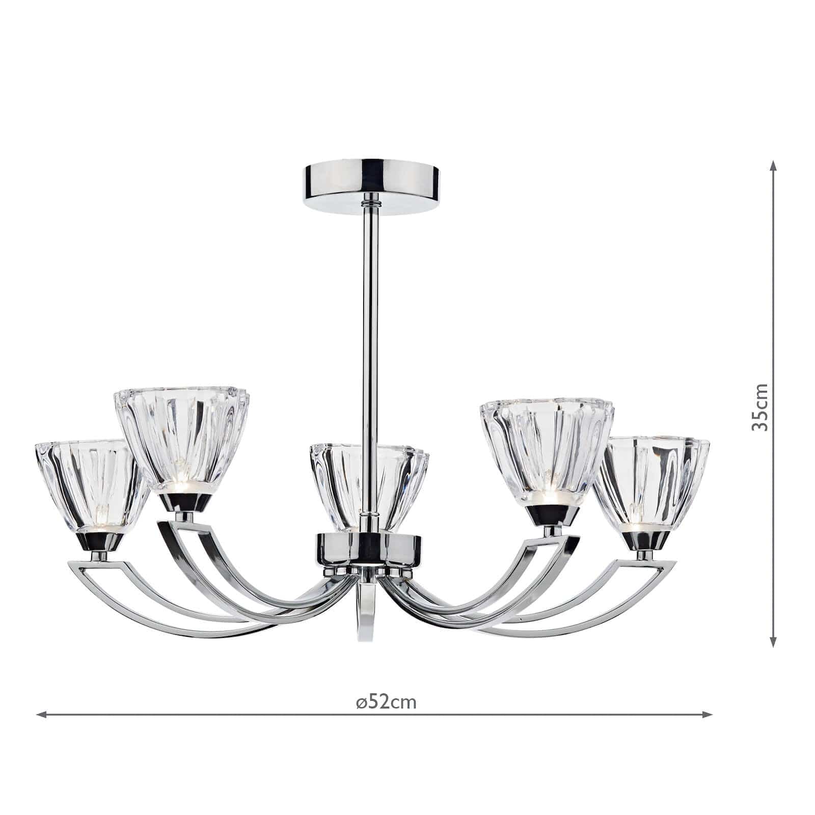 dar lighting Vito 5 Light Semi Flush Polished Chrome VIT0550