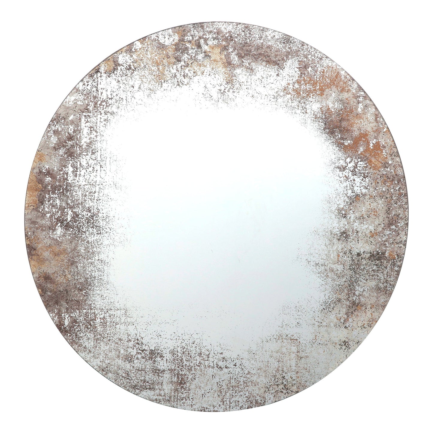 dar lighting Vixen Round Mirror With Foxed Detail 80cm 002VIX80