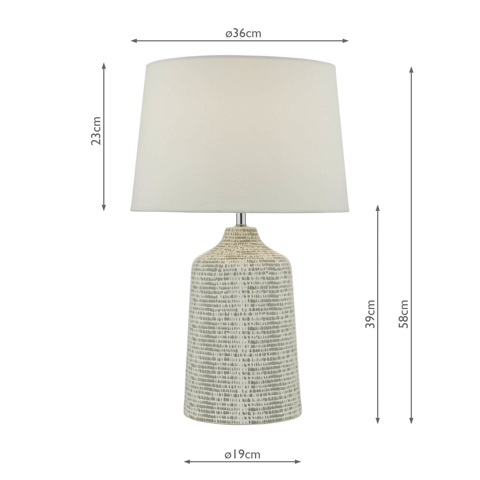 dar lighting Vondra Table Lamp White & Grey With Shade VON4239