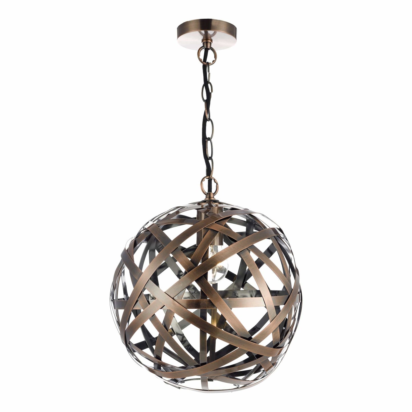 dar lighting Voyage 1 Light Pendant Antique Copper Ball VOY0164