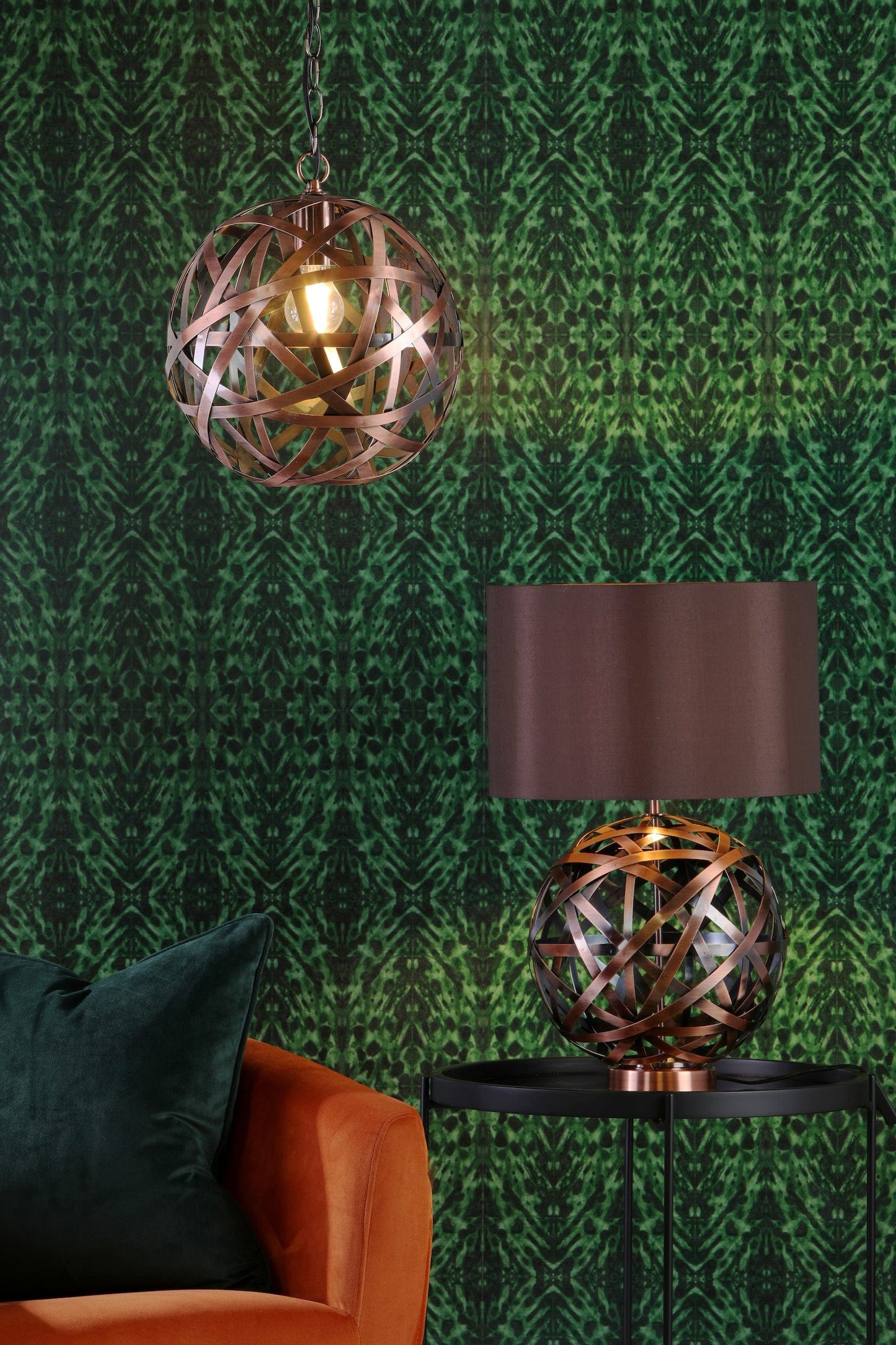 dar lighting Voyage Table Lamp Antique Copper With Shade VOY4264