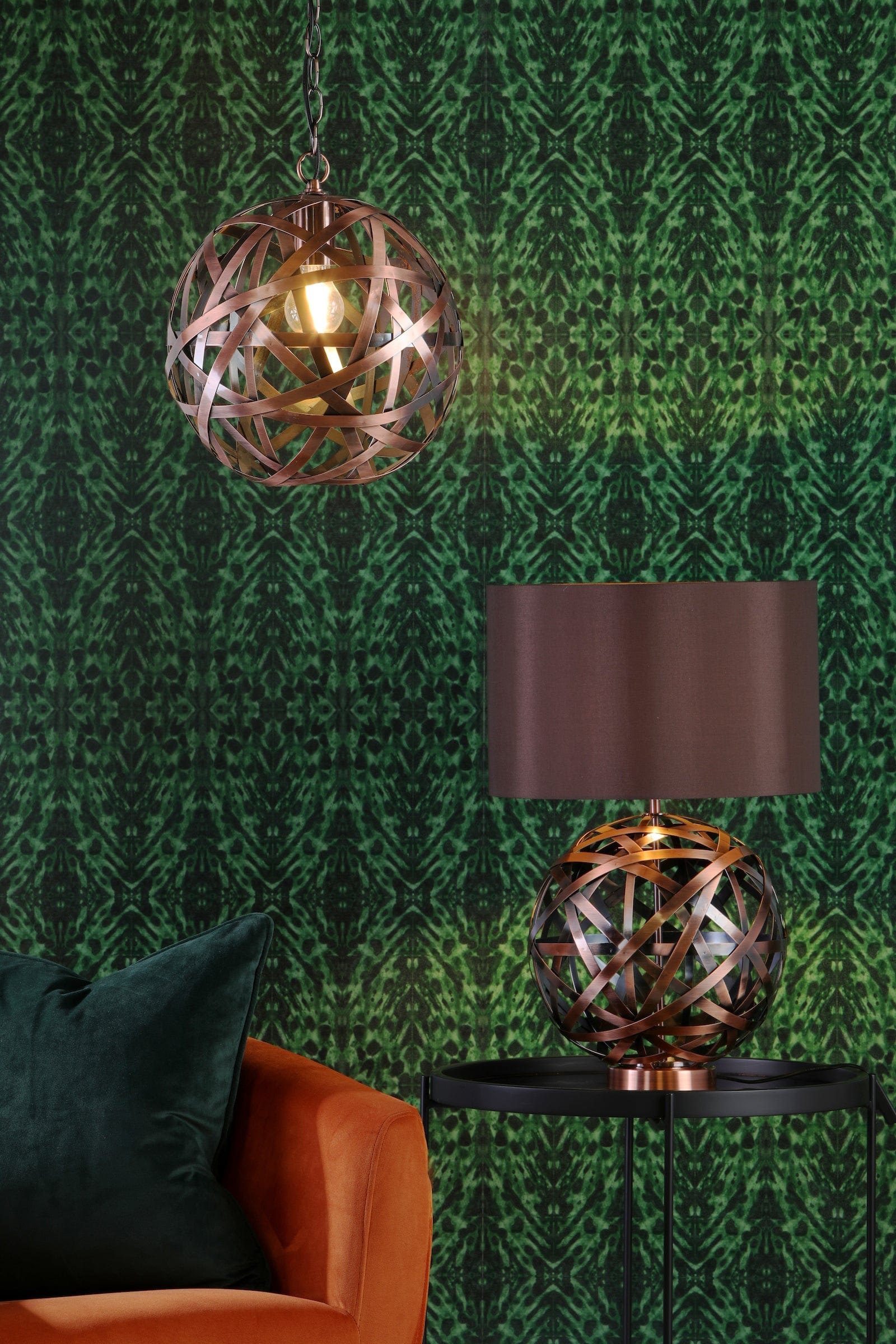 dar lighting Voyage Table Lamp Antique Copper With Shade VOY4264