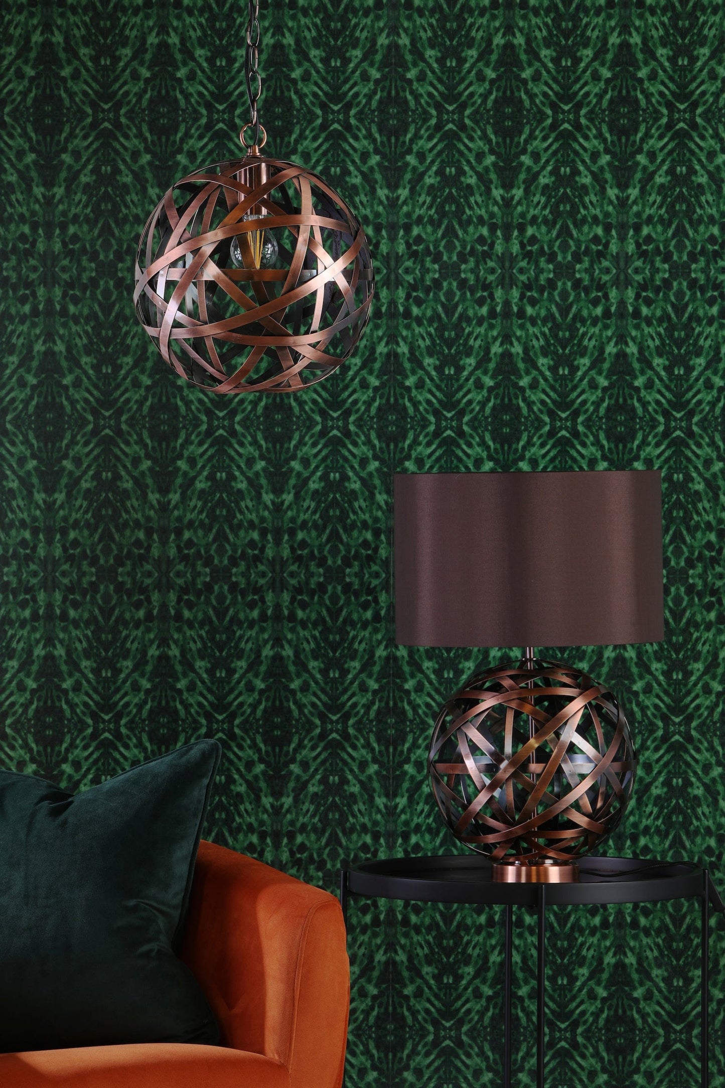 dar lighting Voyage Table Lamp Antique Copper With Shade VOY4264