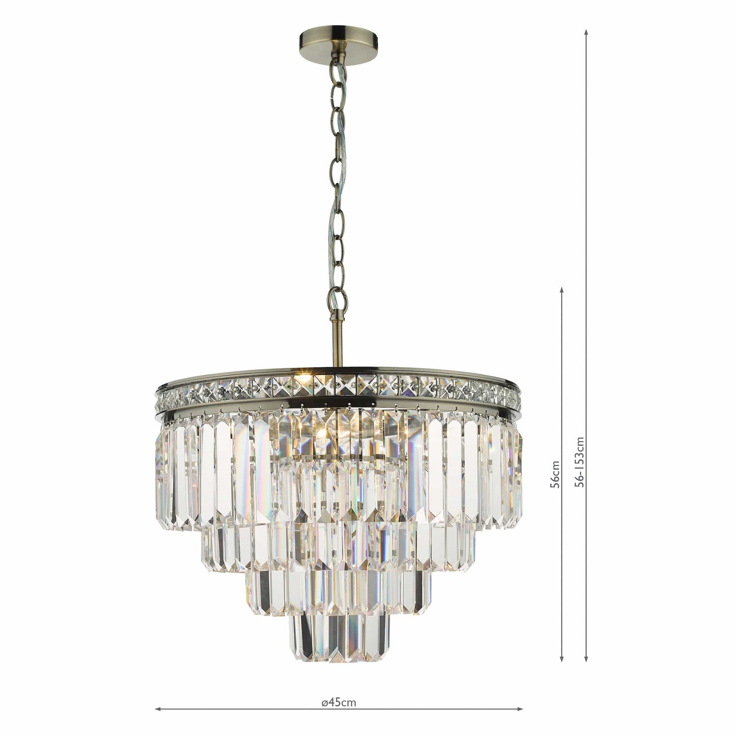 dar lighting Vyana 4 Light Pendant Antique Brass Crystal VYA0475