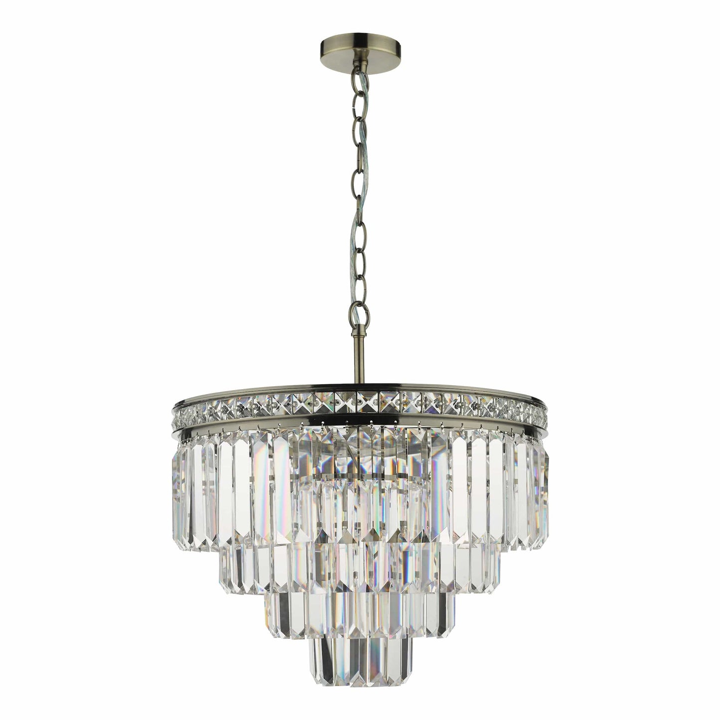 dar lighting Vyana 4 Light Pendant Antique Brass Crystal VYA0475