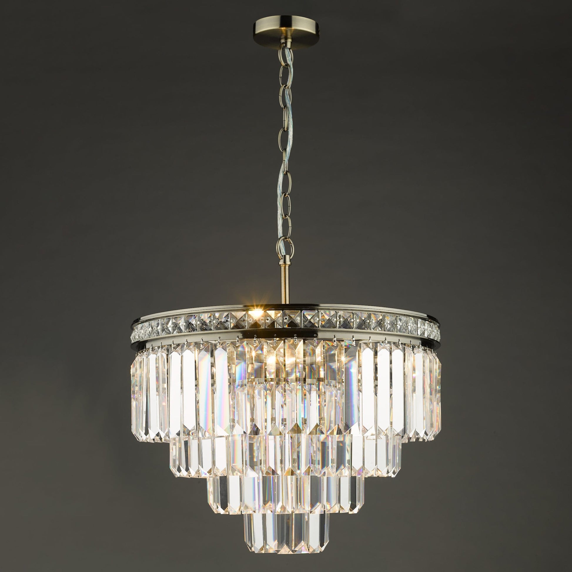 dar lighting Vyana 4 Light Pendant Antique Brass Crystal VYA0475