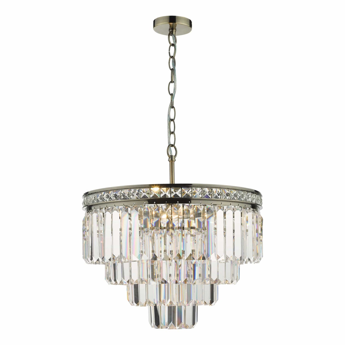 dar lighting Vyana 4 Light Pendant Antique Brass Crystal VYA0475