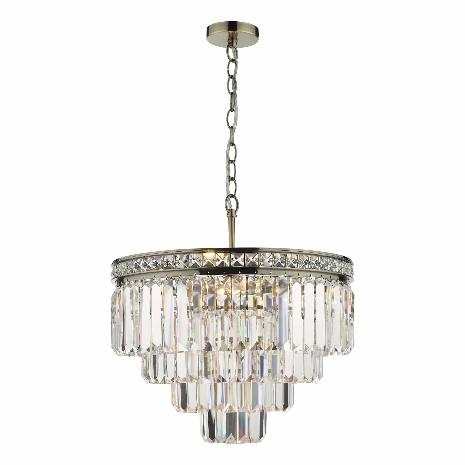 dar lighting Vyana 4 Light Pendant Antique Brass Crystal VYA0475