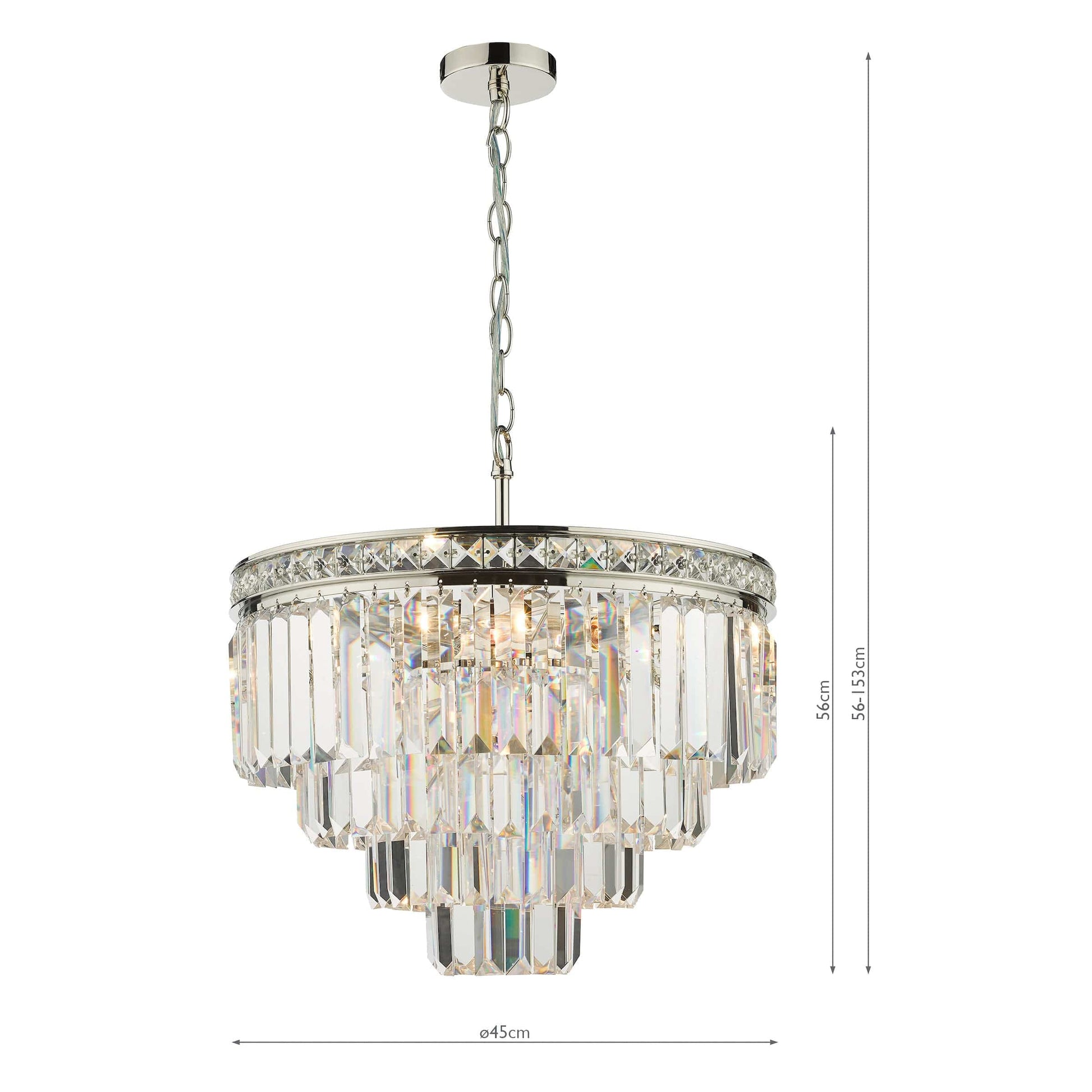 dar lighting Vyana 4 Light Pendant Polished Nickel Crystal VYA0432