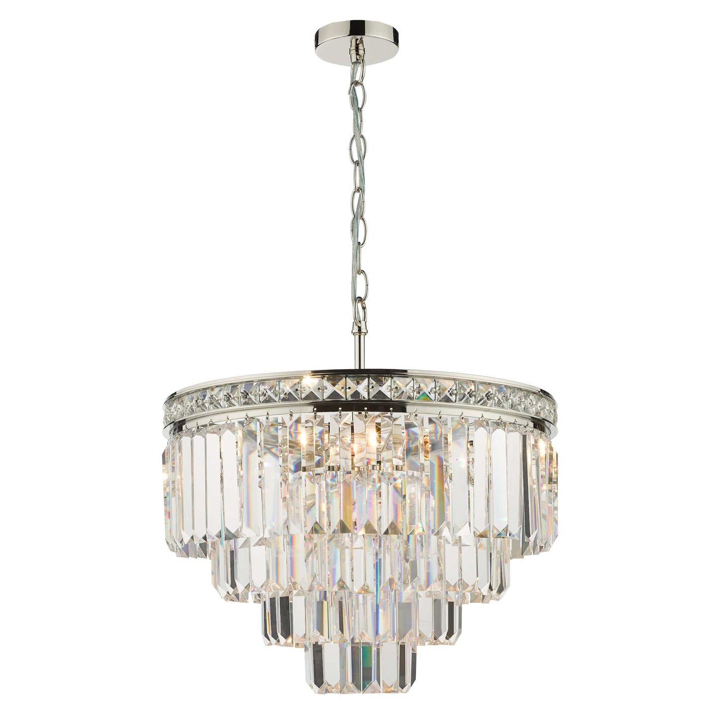 dar lighting Vyana 4 Light Pendant Polished Nickel Crystal VYA0432